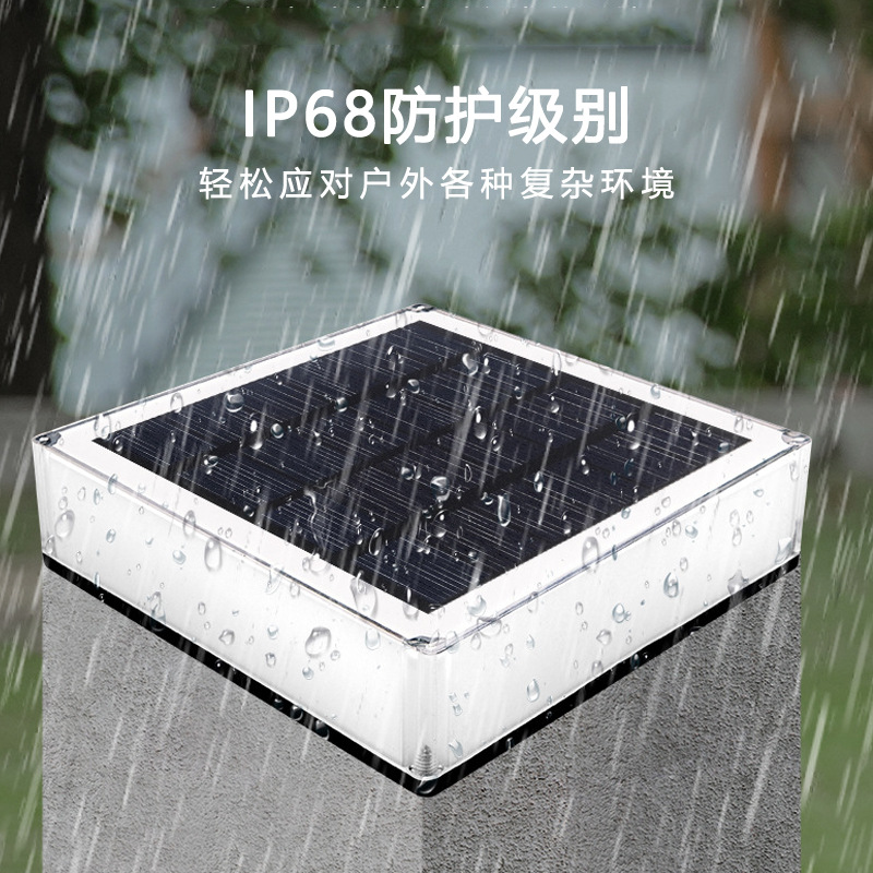 Cross-border solar square column head lights, outdoor gate and fence lights, garden gate column lights, RGB gradient courtyard lights details Picture