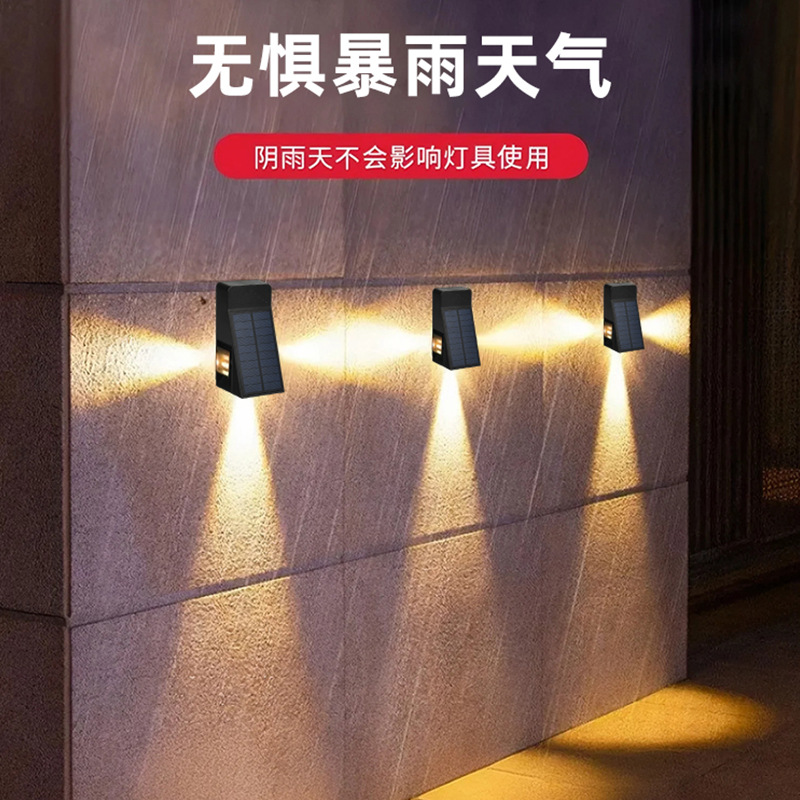 Solar outdoor lights, courtyard landscape decorative lights, villa balcony, garden, fence, outdoor waterproof wall lights, wall-washing lights Application Scenario