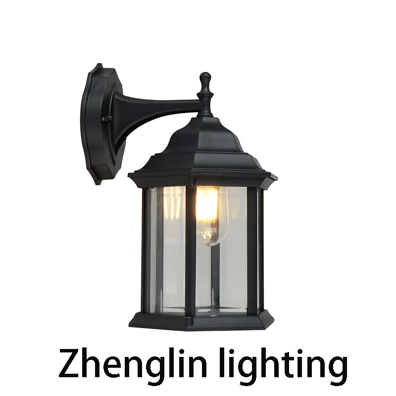 LED outdoor waterproof European retro garden villa landscape decoration gate lamp, curved hexagonal outdoor balcony wall lamp Item Picture