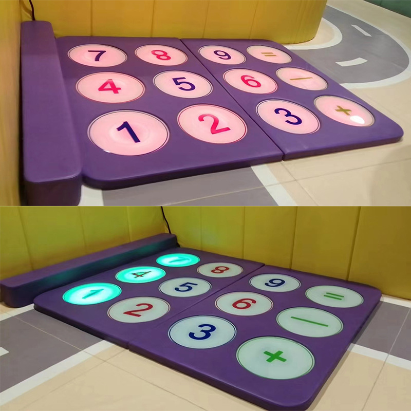 LED circular floor tile light, interactive sensing, seven-color light, music, color run, children's interactive digital game full figure