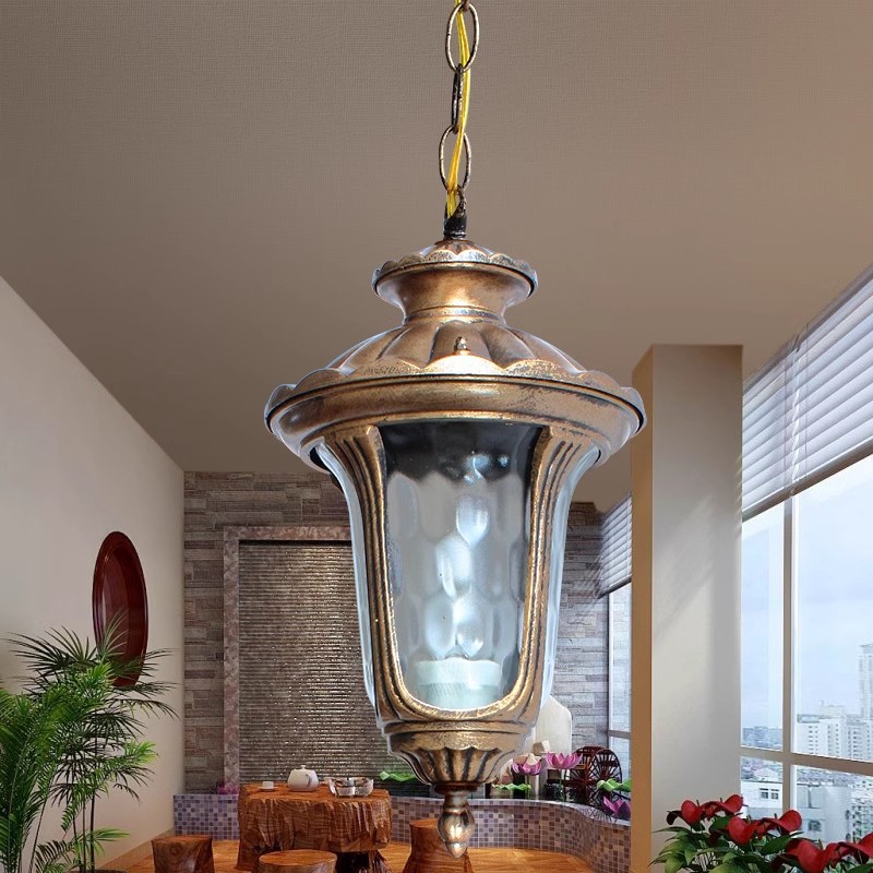 American-style simple outdoor courtyard chandelier, outdoor pavilion, corridor, aisle, balcony light, sunroom, grape trellis, lotus flower light details Picture