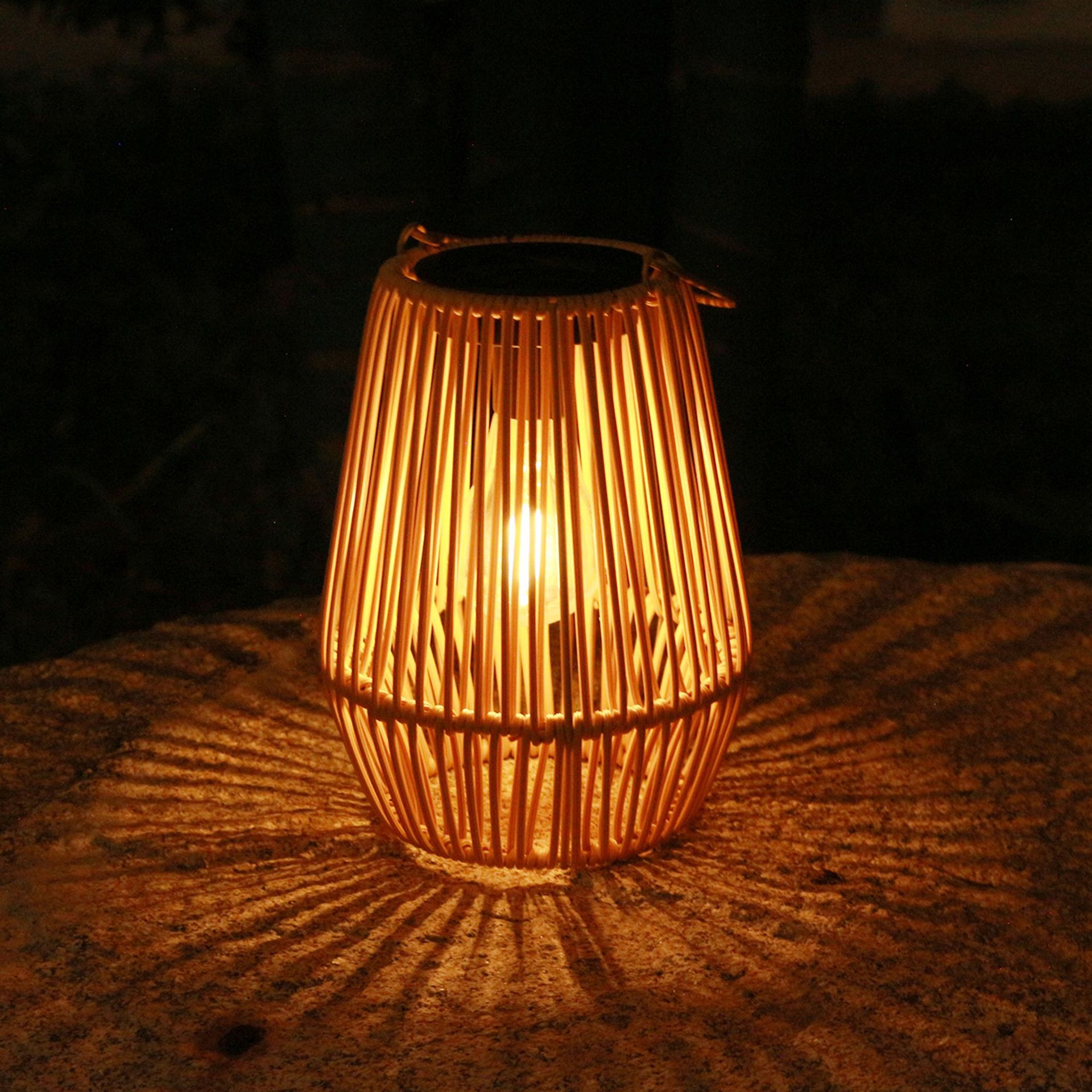 Cross-border solar imitation rattan woven lanterns, outdoor waterproof hanging lights, ambient lights, small lanterns, courtyard decorative lights, projection lights full figure