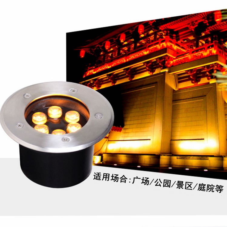 Factory wholesale led ground lights, outdoor RGB seven-color circular ground lights, waterproof stainless steel embedded ground lights details Picture