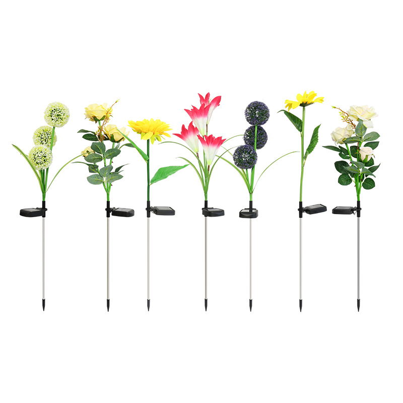 Simulated flower solar sunflower, solar rose, lily, flower ball, courtyard floor lamp Item Picture