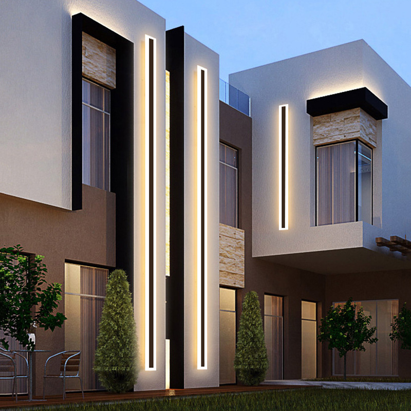 Outdoor wall lamps, long waterproof led, modern and simple one-line villa courtyard landscape lamps, garden minimalist acrylic Specification drawing
