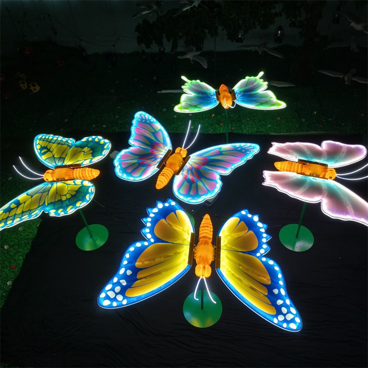LED dynamic butterfly light, outdoor waterproof night tour landscape lighting, electric simulation dragonfly and spider animal-shaped light details Picture