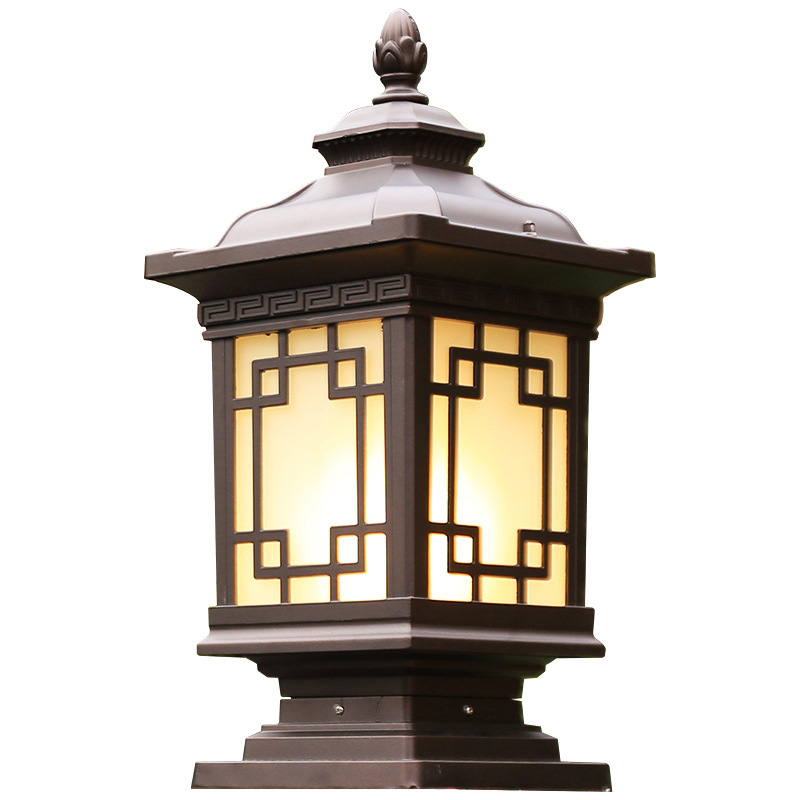 Solar column head lamps, new Chinese-style outdoor power connection gate, home garden, villa, fence, landscape waterproof installation supply Item Picture