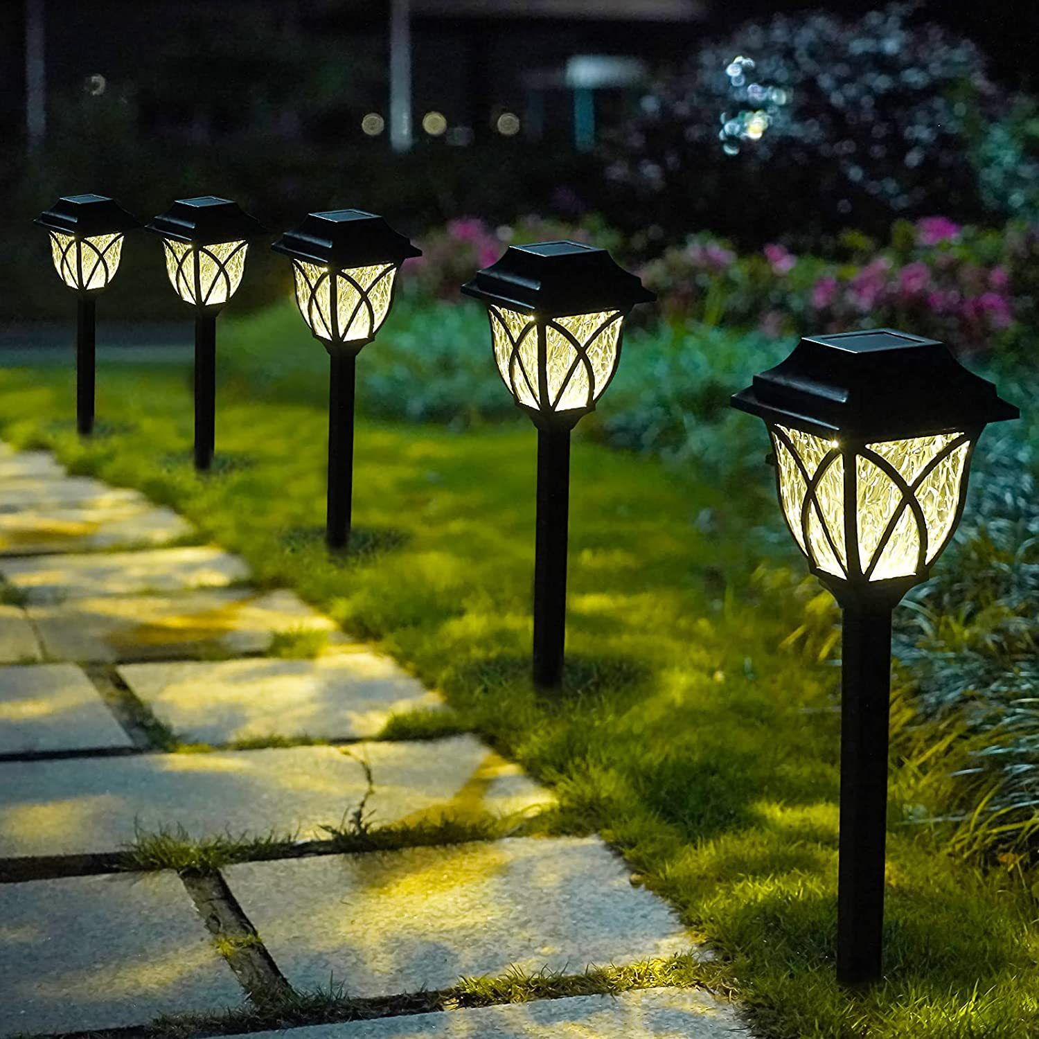 Solar lamps, grid retro led square lawn lamps, outdoor street lamps, waterproof courtyard lamps, garden grass lamps details Picture