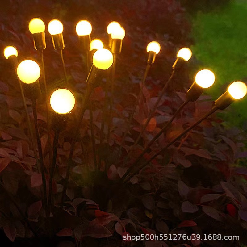 LED solar lawn lights, firefly lights, courtyard garden lawn camping decorative lights, waterproof and wind-driven plug-in lights details Picture