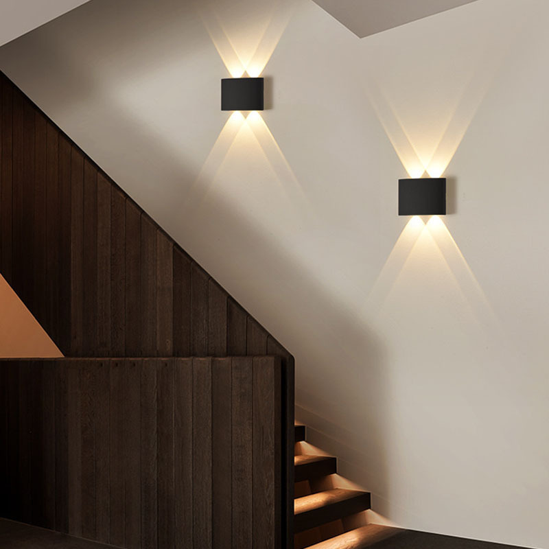 The factory manufactures modern LED wall lamps with a beam of light, modern style aluminum plastic living room lamps, and outdoor villa waterproof walls details Picture