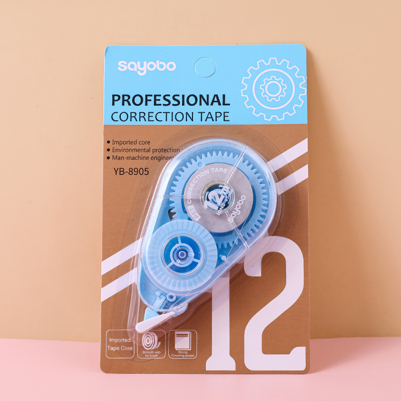 YB-8905 English version, high-quality, large-capacity anti-drop correction tape, 12-meter ultra-thin film PET transparent film, easy to use, continuous for students, factory direct sales Application Scenario