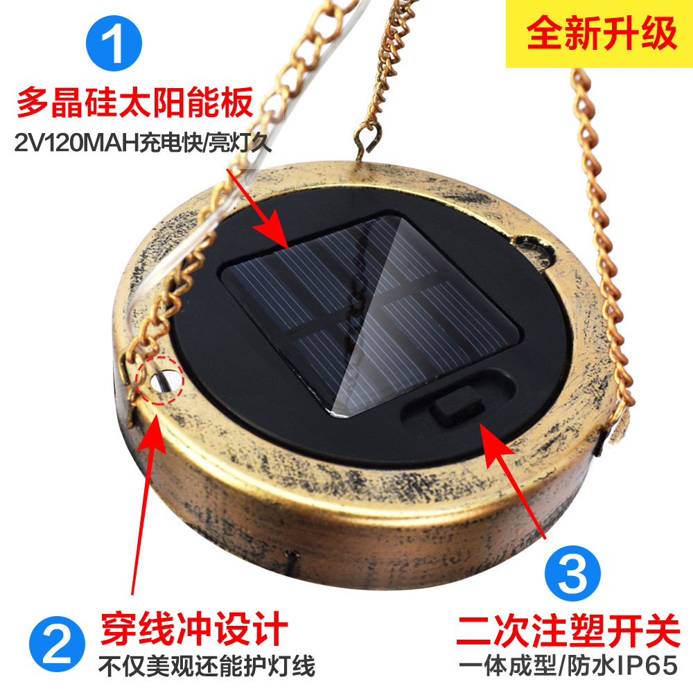 Solar moon wind chime lamp, European ironwork hollowed-out hanging piece, ambient light, outdoor waterproof garden decorative courtyard light Application Scenario