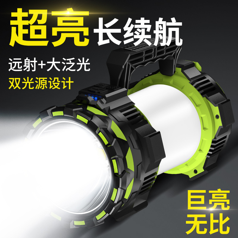 New cross-border high-intensity portable lamp, outdoor camping lamp, mountain climbing and fishing searchlight, waterproof patrol portable lamp, charging portable lamp details Picture