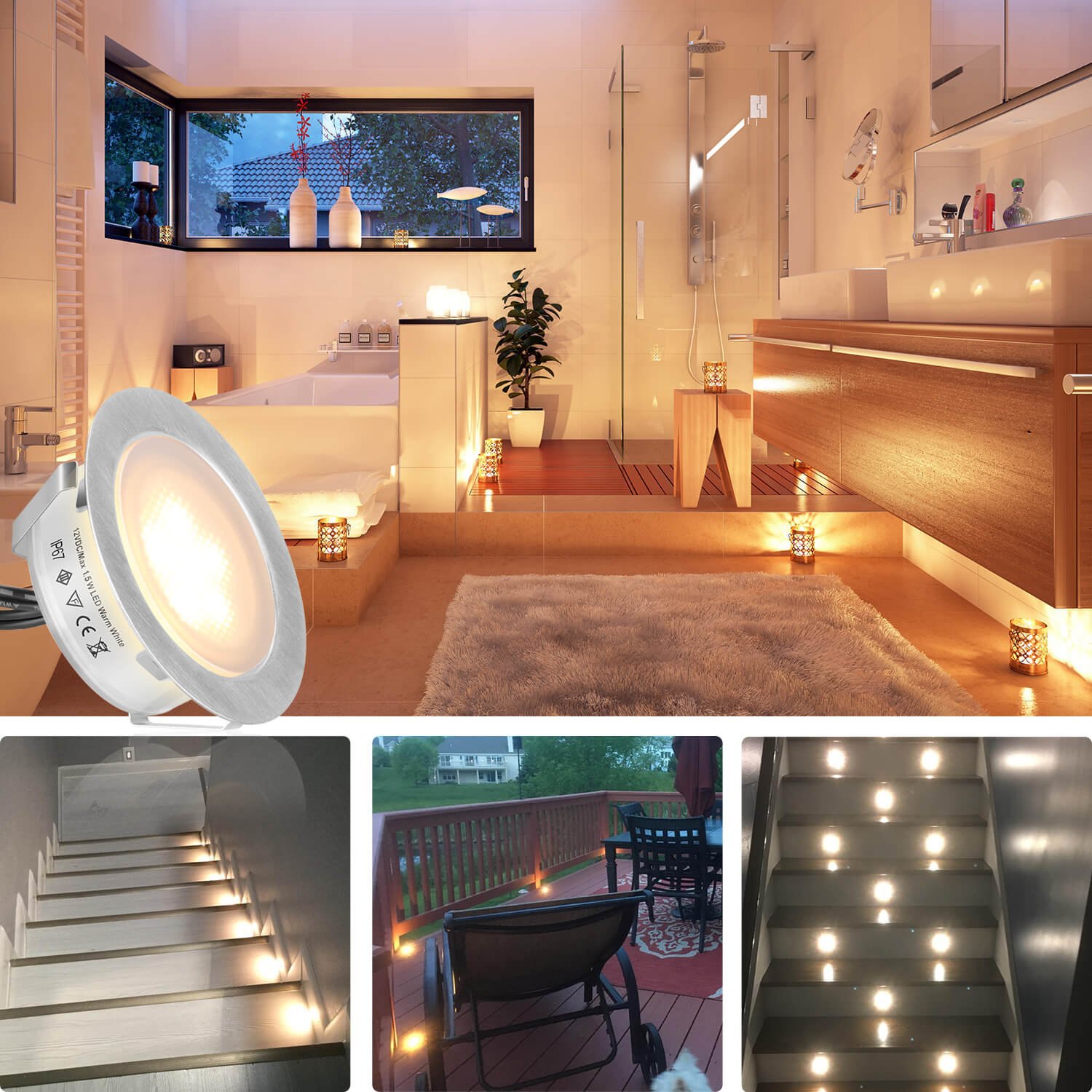 LED ground lights, Amazon premium deck lights, garden step lights, staircase path guidance lights, direct supply from the manufacturer Application Scenario