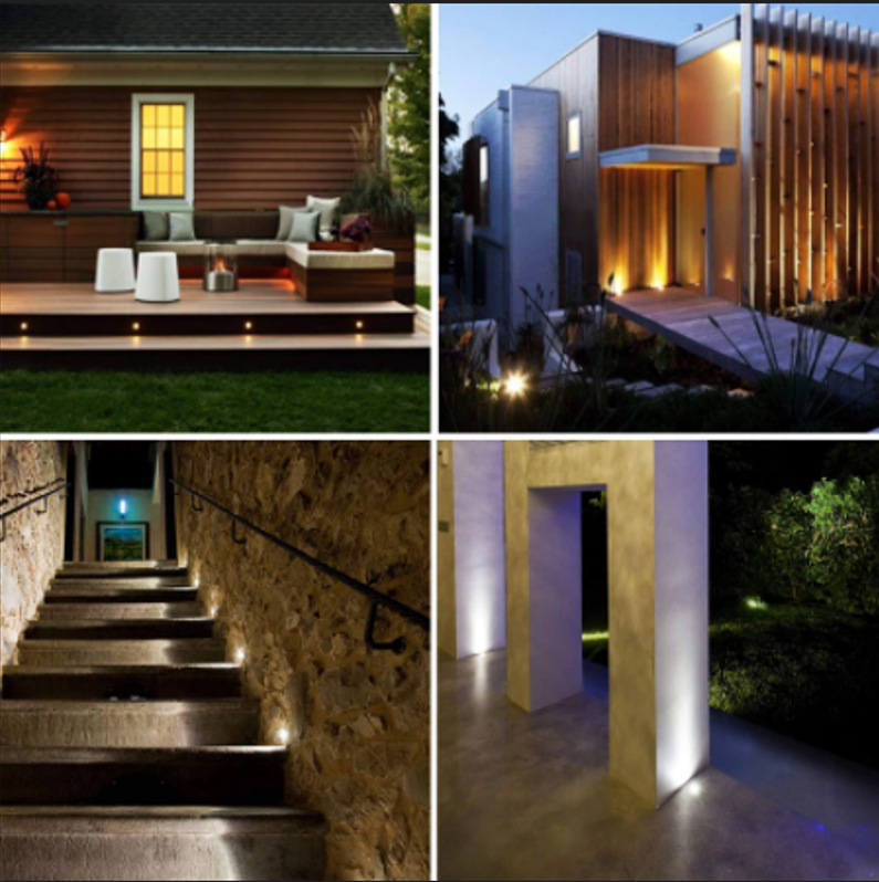 Outdoor waterproof spotlights, stainless steel ground lights, led2w round 12v ground lights, corner walkway step lights Application Scenario