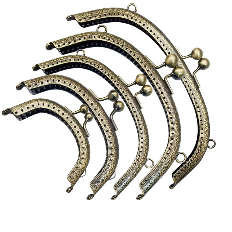 箱包配件弧形包扣现货双耳6.5CM-20Cm半圆压花包包口金 diy口金包辅料包配件