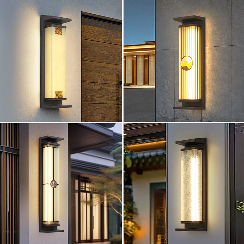 New Chinese-style Fudao solar outdoor wall lamps, waterproof villa courtyard gate exterior wall lamps, outdoor terrace fence lamps full figure