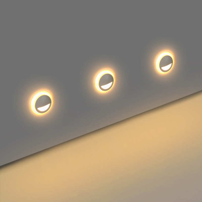 Smiling face floor lamp, living room, bedroom, staircase, corridor ambient light, circular corner skirting, built-in LED night light Specification drawing