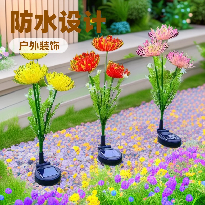 New solar-powered outdoor lawn light, anti-realistic red spider lily decorative light, courtyard landscape ground insertion everlasting flower lawn light full figure