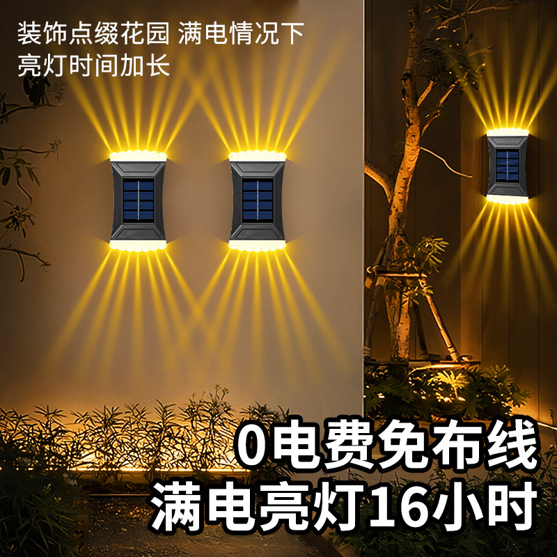 Solar-powered garden decorative lights, outdoor waterproof household landscape sensor lights, garden wall decoration atmosphere wall-washing lights Application Scenario