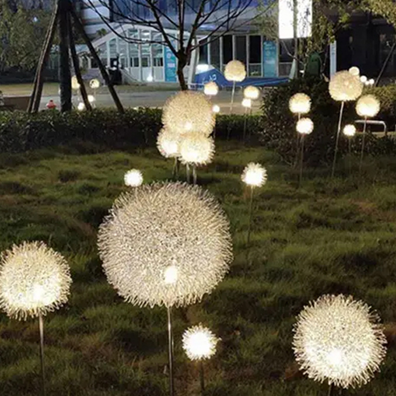 Aluminum wire ball dandelion lamp outdoor park square lighting landscape dandelion lamp ground plug lawn lamp Application Scenario