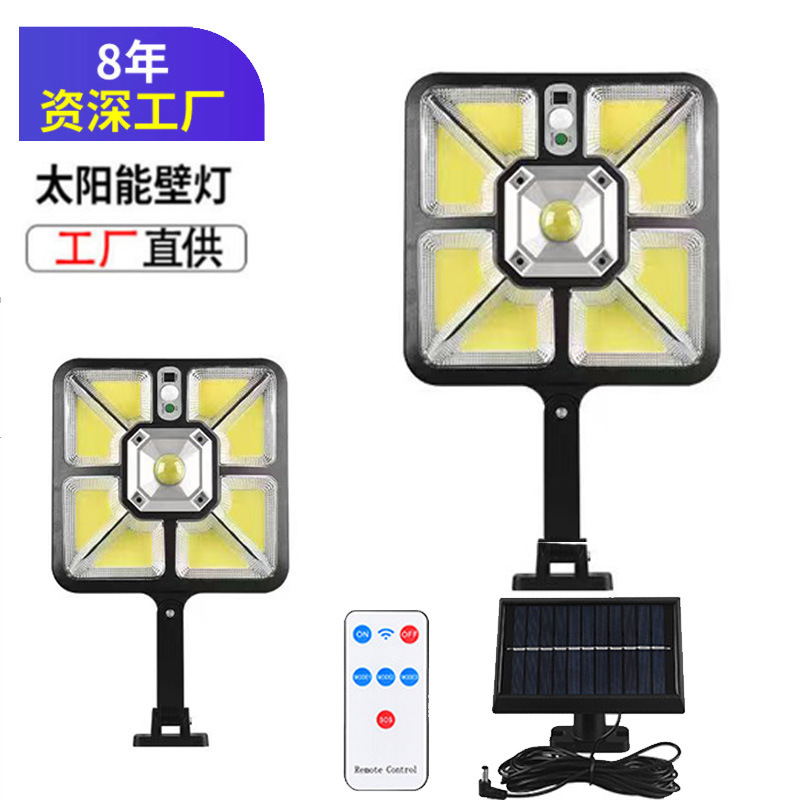 Cross-border new solar lamp, LED outdoor human body sensor wall lamp strip, remote control street lamp, household courtyard lighting lamp full figure