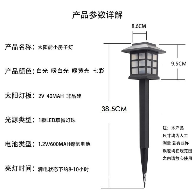 Factory wholesale solar lights, small palace lights, LED garden lights, lawn lights, outdoor small house lights details Picture