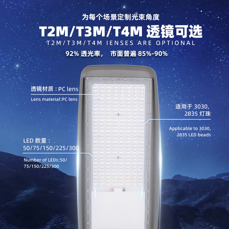 Cross-border outdoor human body light control municipal power street lamp DOB wide voltage street lamp head, foreign trade project payment adjustable Angle street lamp details Picture