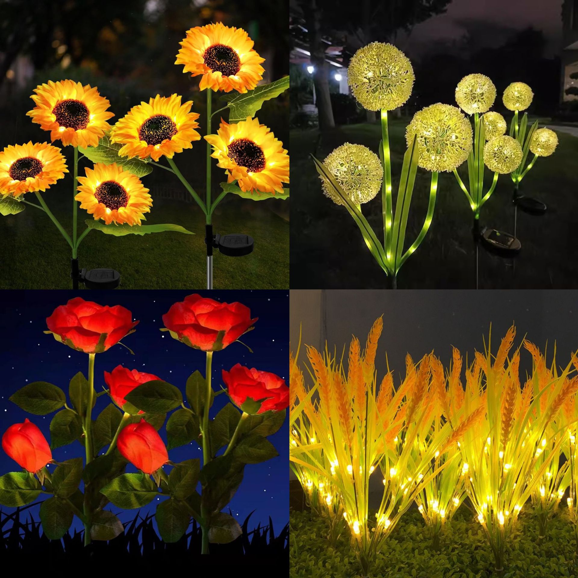 Solar-powered outdoor lawn ground insertion dandelion and scallion ball decorative lights, waterproof cross-border distribution, courtyard lawn decoration full figure