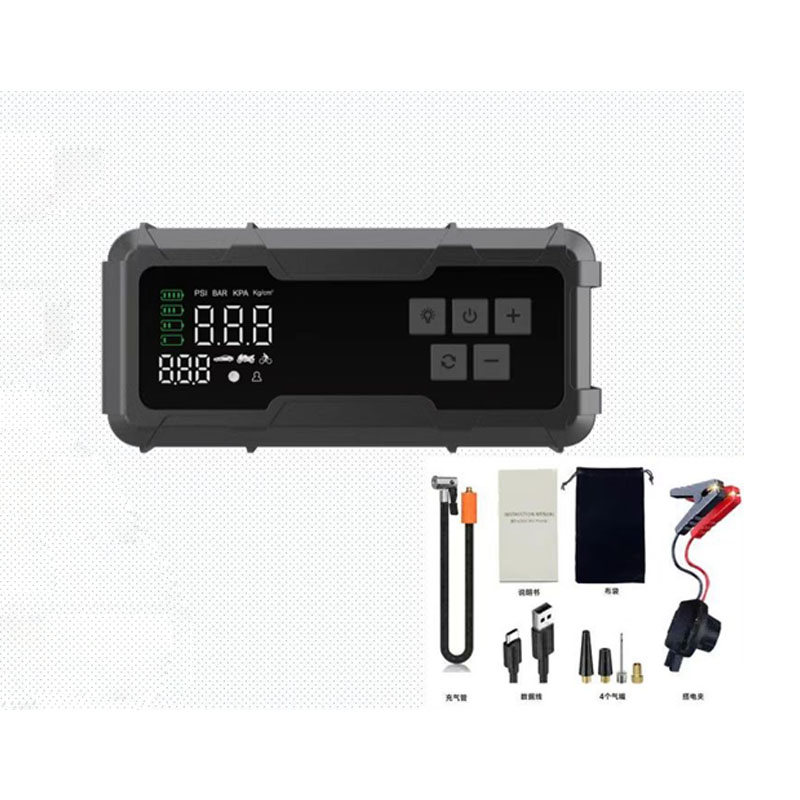 P021 portable air pump, vehicle-mounted wireless air pump, car and motorcycle ball air pump, dual-screen digital display Item Picture
