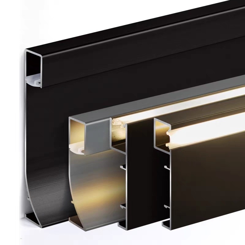 Luminous aluminum alloy skirting board with led light, exposed stainless steel corner line light strip, metal skirting board light strip Application Scenario