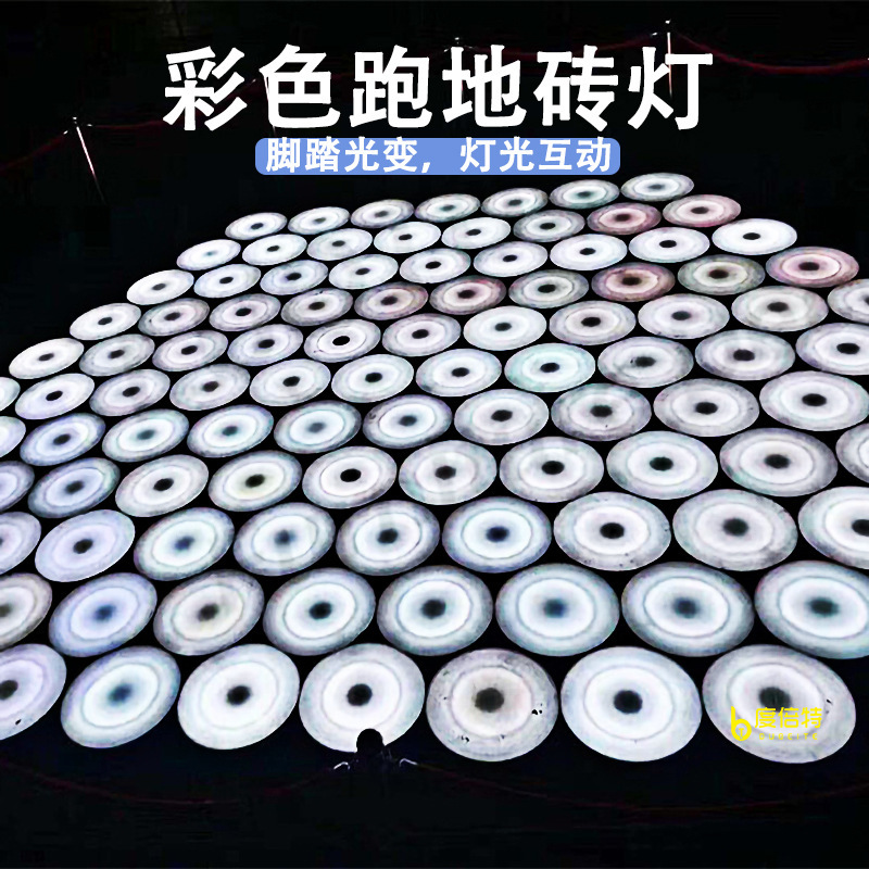 led circular gravity-sensing floor tile light, stage floor light, circular colored running foot pedal interactive music floor light details Picture