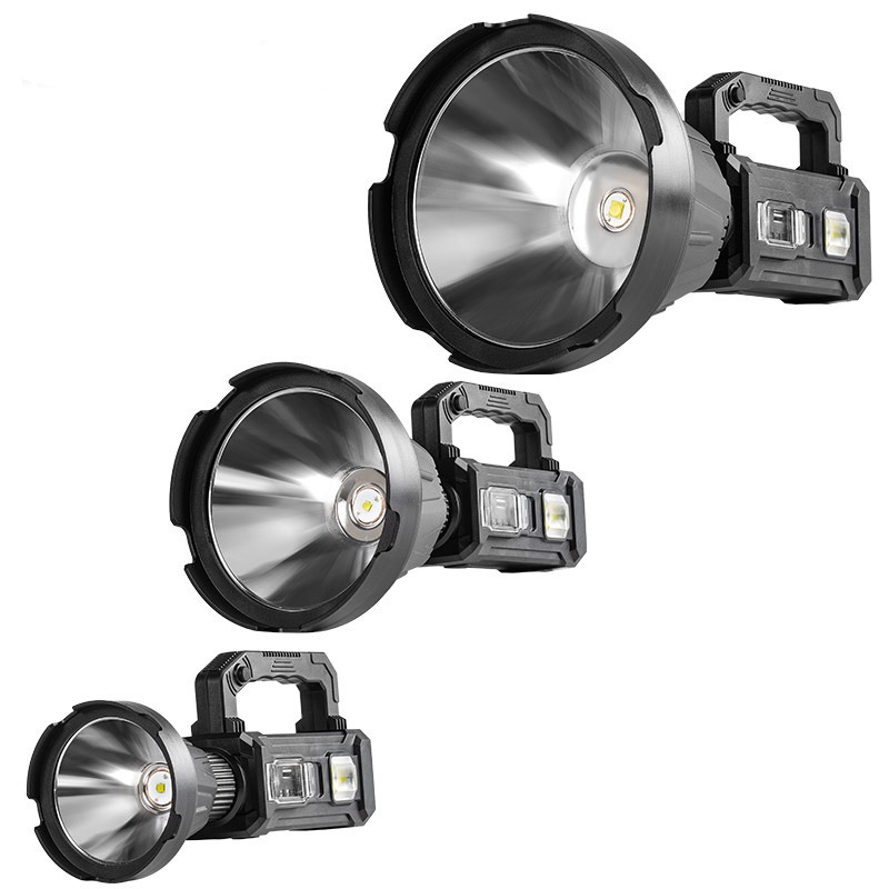 Cross-border portable searchlight Type-C Fast solar charging side light Red and blue warning filter strong light searchlight Application Scenario