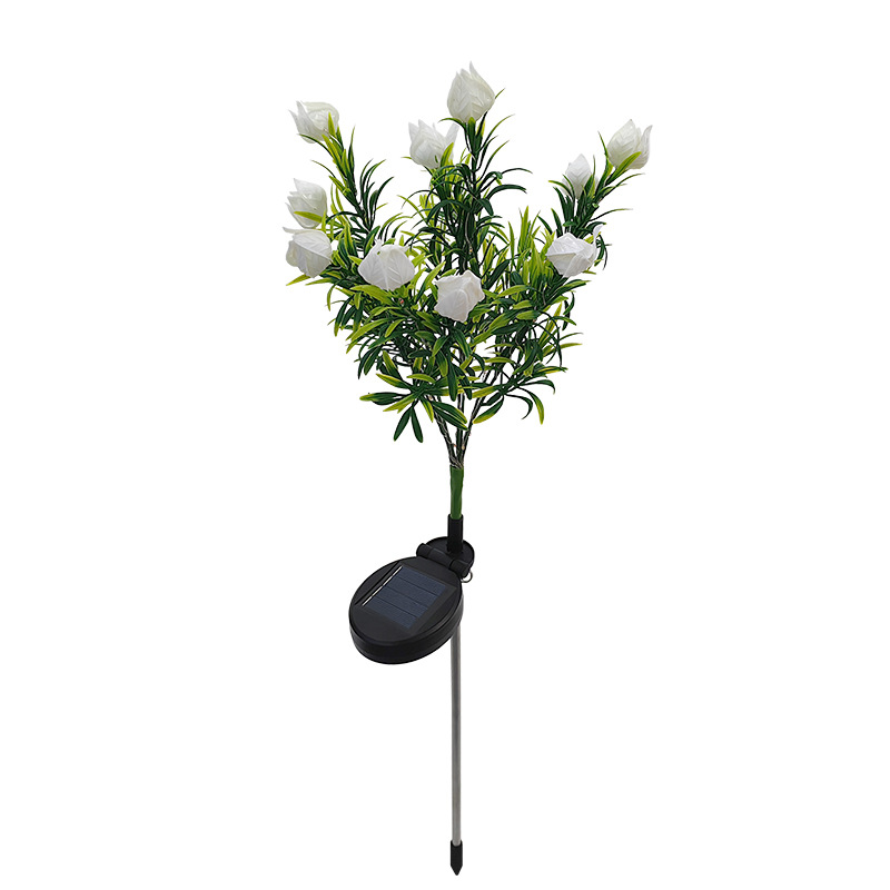 Solar-powered gardenia flower simulation lanterns, LED courtyard garden decoration, lawn lantern grass, outdoor waterproof atmosphere lights Item Picture