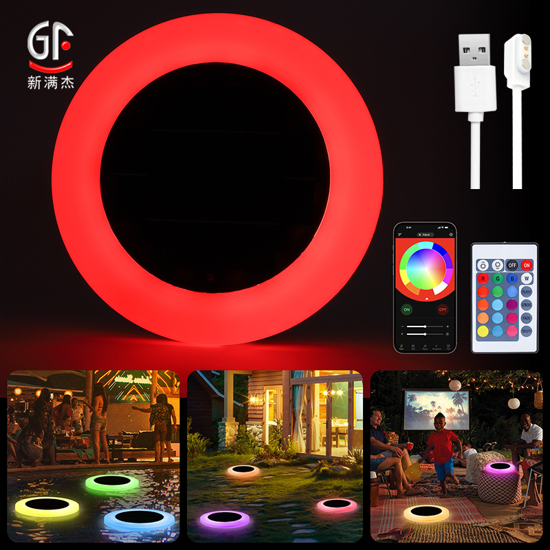 2024 Private mold cross-border new product solar swimming pool light USB charging remote control diving music Floating light Application Scenario