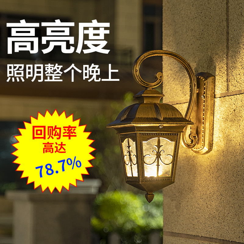 Outdoor wall lamps, courtyard lamps, new rural villa door column lamps, balcony fence lamps, European-style retro waterproof wall lamps, garden lamps details Picture