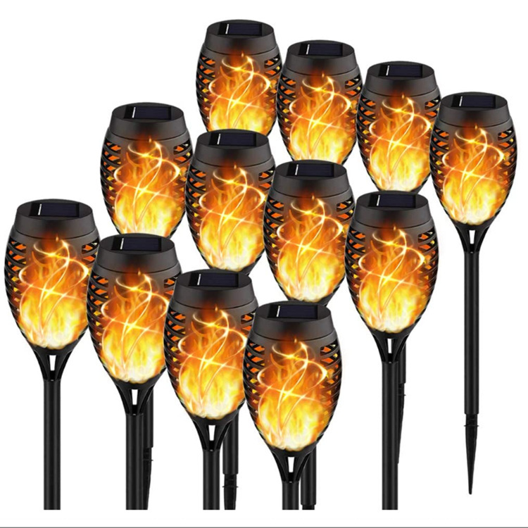 Cross-border outdoor solar flame lamp 12LED, courtyard insert ground, park lawn, villa decorative landscape lamp, waterproof Item Picture
