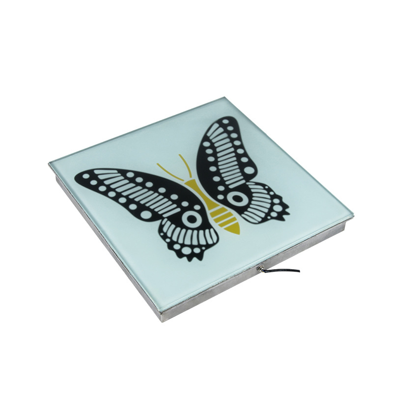 High-temperature silk-screened LOGO pattern floor tile light, foot-sensing interactive luminous music led floor tile light, sensing type Item Picture