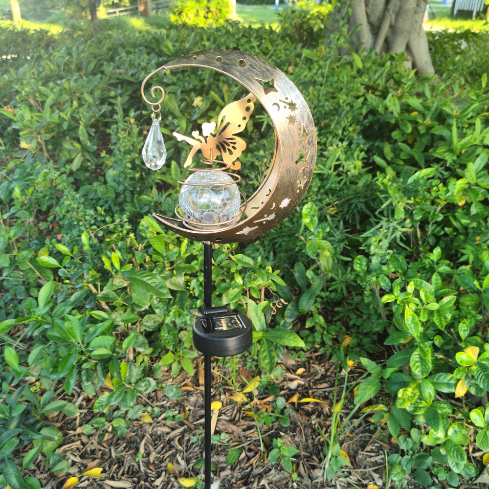 Cross-border new products: Solar fairy moon lamp, cracked glass ball ground plug lamp, courtyard lawn lamp, outdoor decorative lamp details Picture