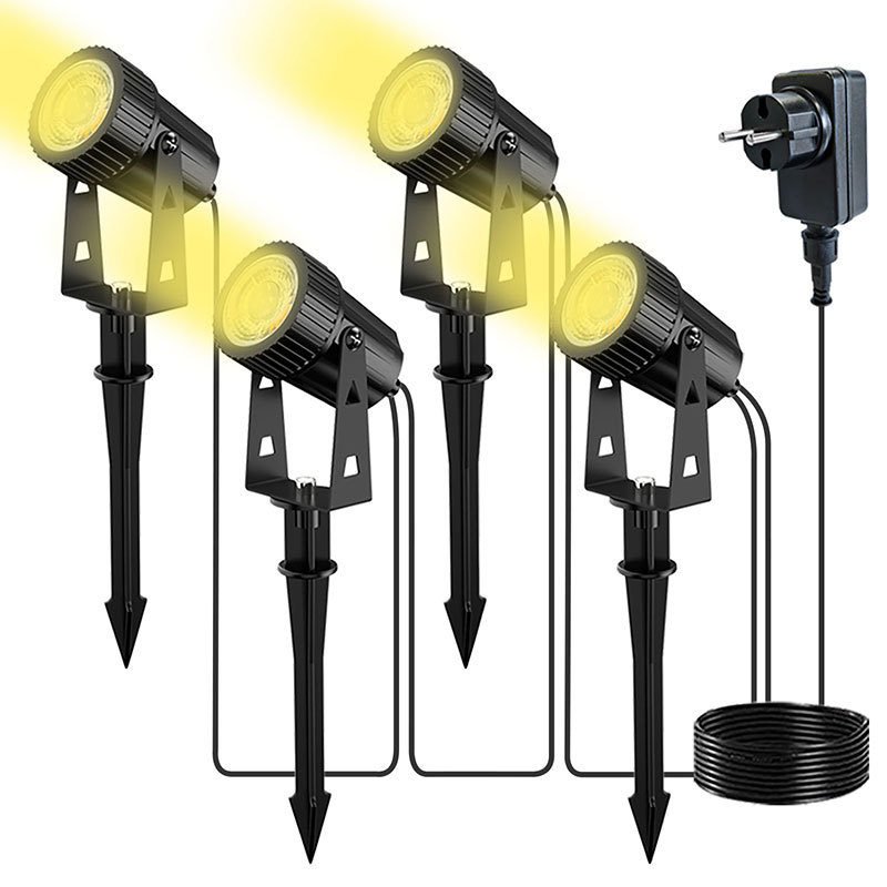 Ground insert light, spotlight, warm white light, spotlight, low-voltage landscape lighting, outdoor waterproof, garden and courtyard tree lighting full figure
