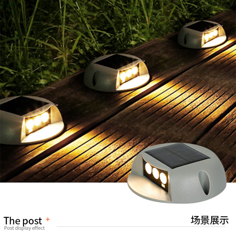 Solar walkway lights, aluminum shell step lights, plank road floor lights, turtle-back lights, outdoor led, courtyard garden, floor and staircase lights Application Scenario