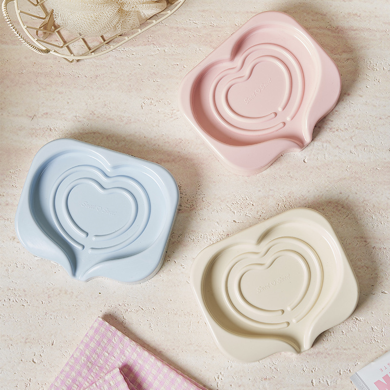 S137-1064 Sweetheart Girl No-Hole Wall-mounted Soap Box Cartoon Flat Draining Rack Student Dormitory Home