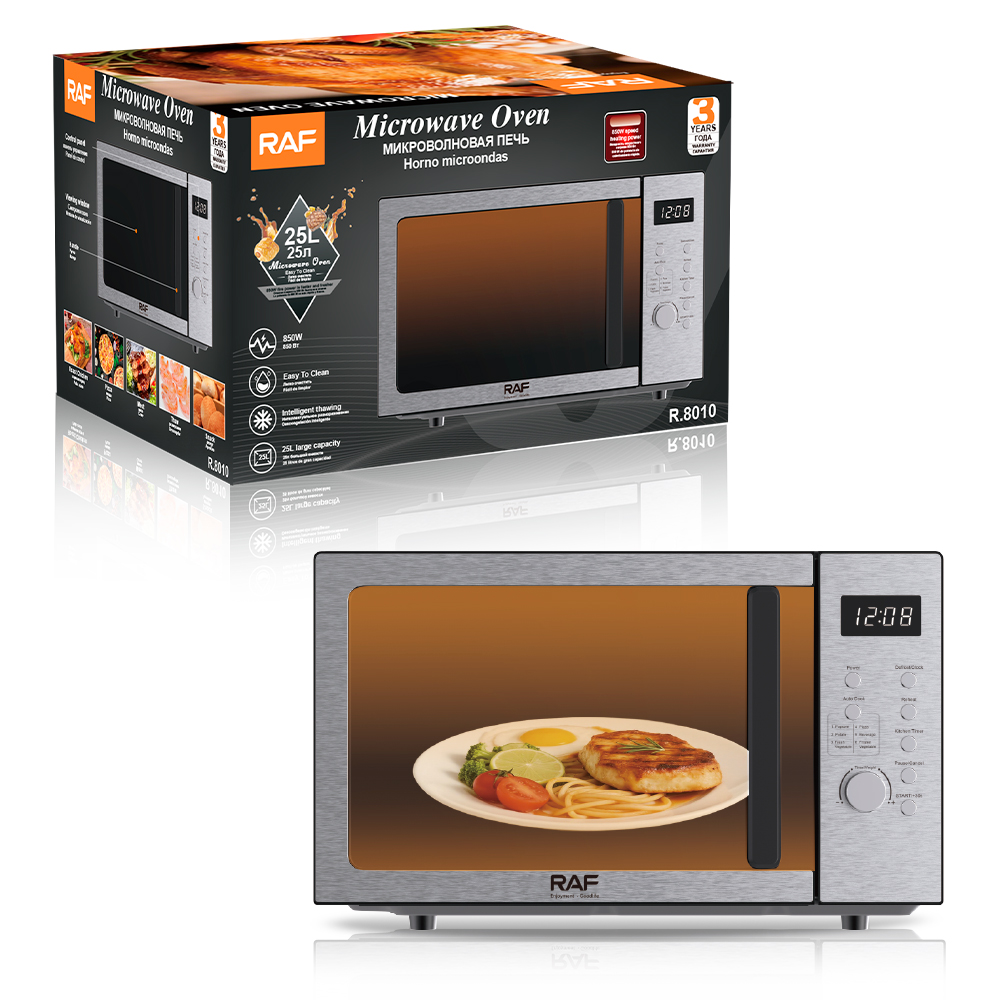 RAF European standard cross-border microwave oven, household quick light wave turntable microwave oven, 25L visible heating microwave oven Item Picture