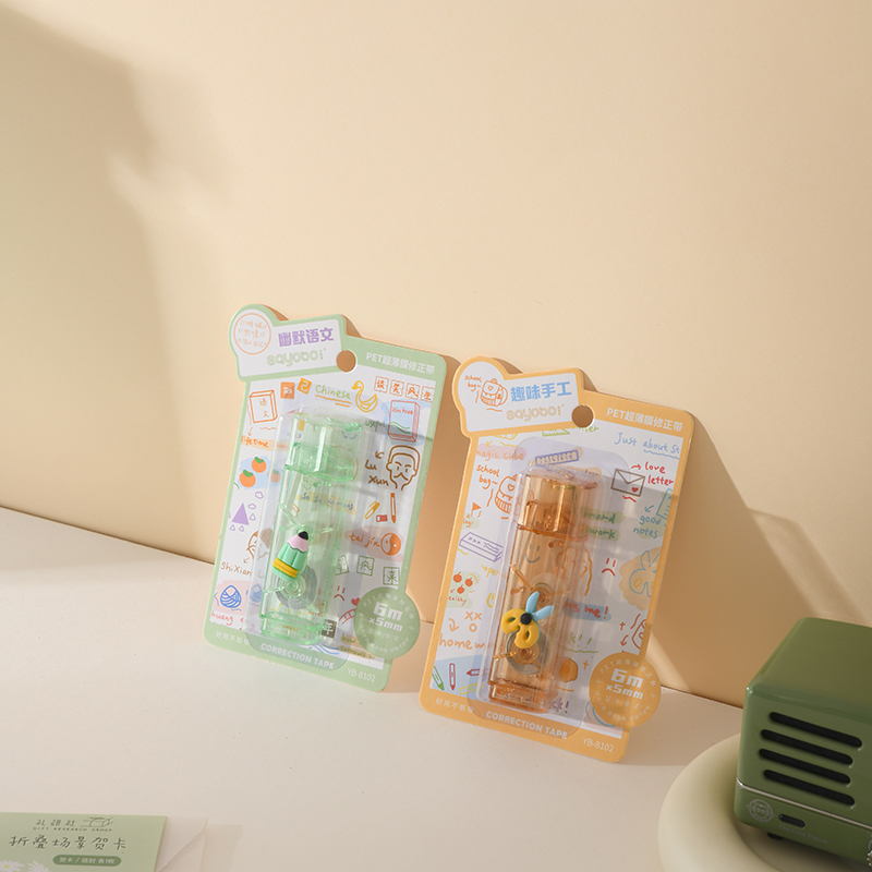 YB-8102  高品质笔夹修正带足米 超薄膜PET透明膜好用不断带 学生专用 工厂直销白底实物图