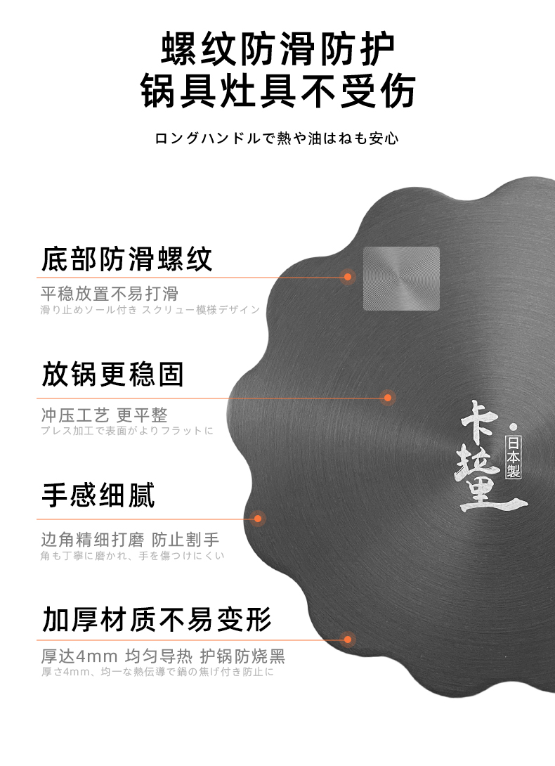 日本卡拉里23cm导热板厨房防锅底烧黑锅垫通用花形导热盘详情4