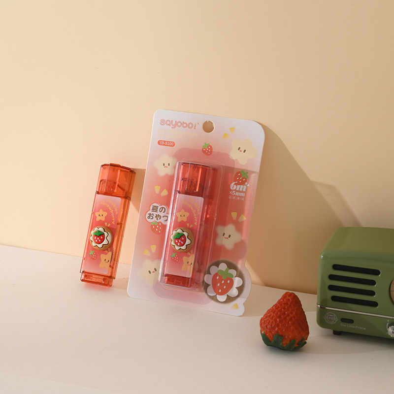 YB-8100 high-quality pen clip correction tape, full meter ultra-thin film PET transparent film, easy to use, continuous student special, factory direct sales Application Scenario