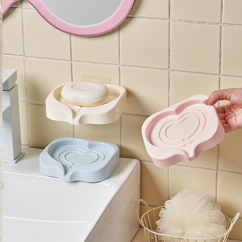S137-1064 Sweetheart Girl No-Hole Wall-mounted Soap Box Cartoon Flat Draining Rack Student Dormitory Home Application Scenario