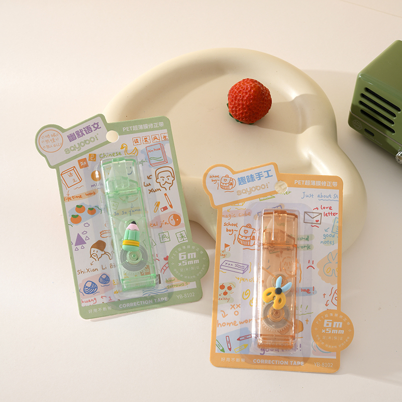 YB-8102  高品质笔夹修正带足米 超薄膜PET透明膜好用不断带 学生专用 工厂直销细节图