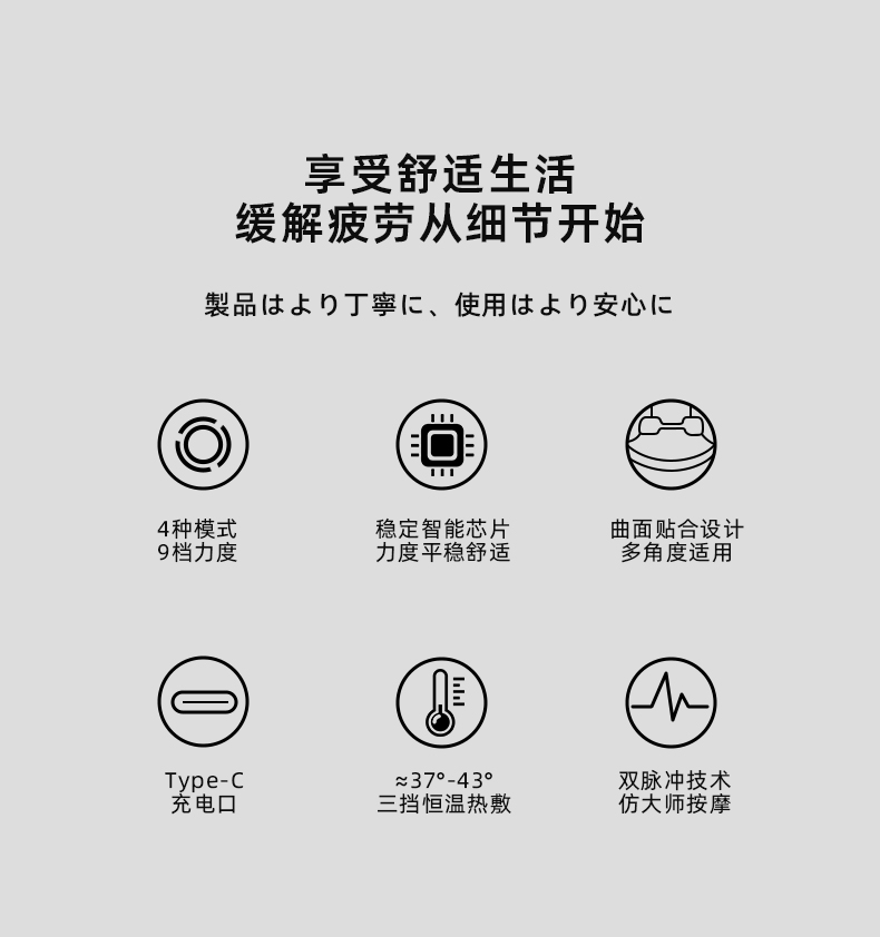 日本进口Latuna拉图那颈椎按摩器背部腰部护颈仪脉冲肩颈脖子疼劲椎颈部按摩仪详情2