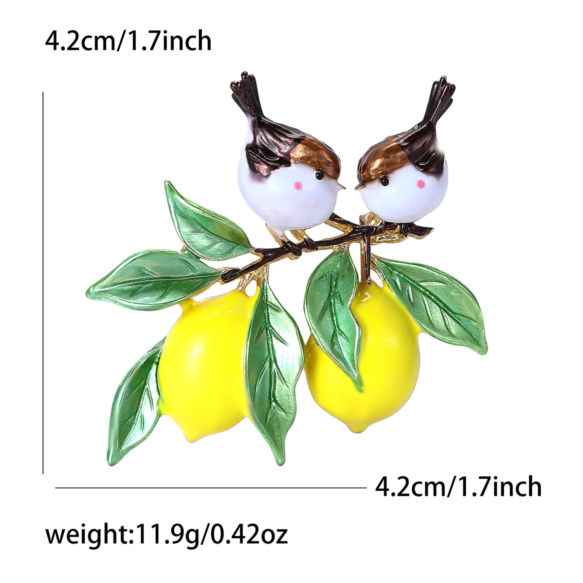 Oil drip lemon brooch, enamel oil alloy fruit brooch, bird brooch, cartoon brooch, silk scarf buckle pin Item Picture